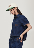 韓國 Wacky Willy Women's Low-Temperature Denim Short Sleeve Shirt【WW224】