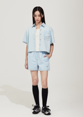 韓國 Wacky Willy Women's Low-Temperature Denim Short Sleeve Shirt【WW224】
