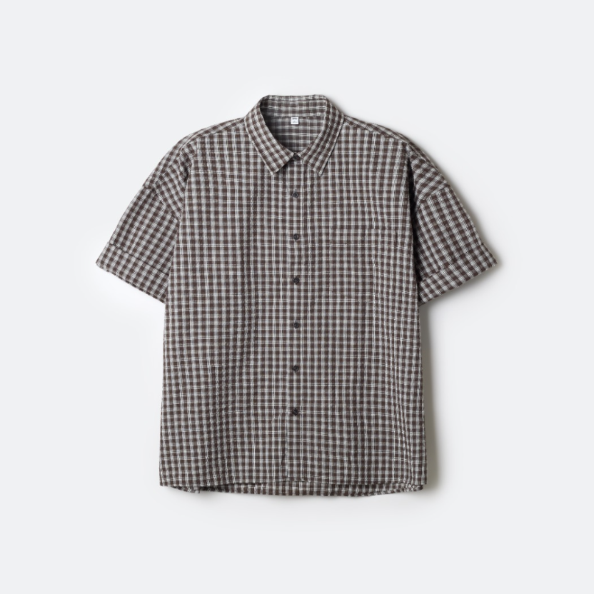 韓國 SPAO Rolled-up short-sleeve plaid shirt【SP408】