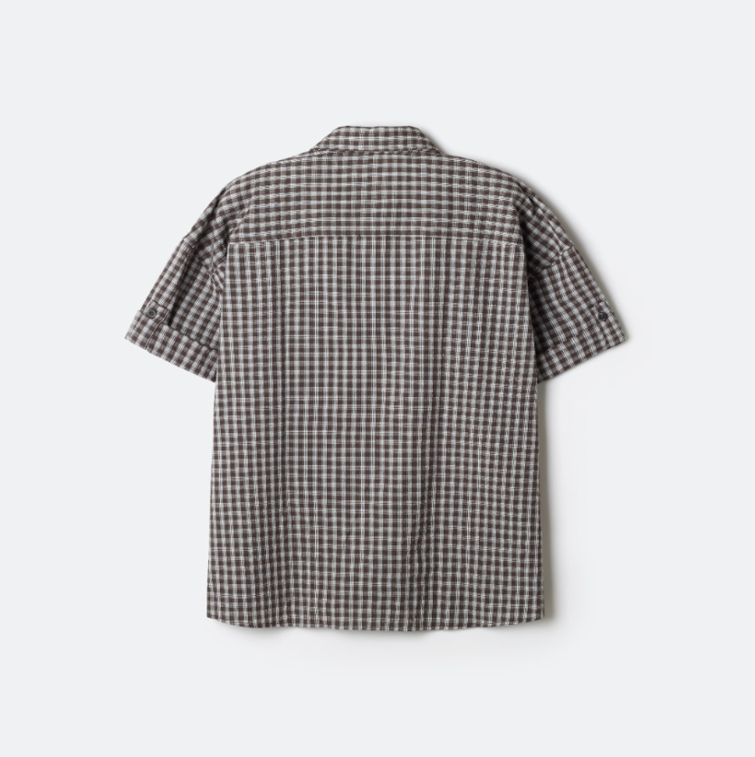 韓國 SPAO Rolled-up short-sleeve plaid shirt【SP408】