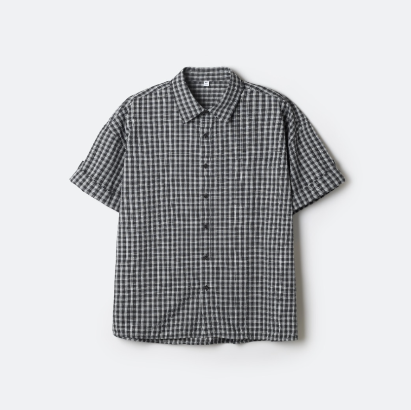 韓國 SPAO Rolled-up short-sleeve plaid shirt【SP408】