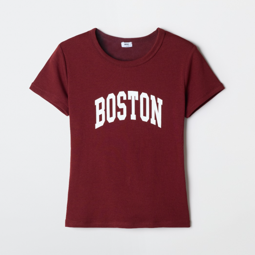 韓國 SPAO BOSTON Slim Fit Short Sleeve T-shirt【SP417】