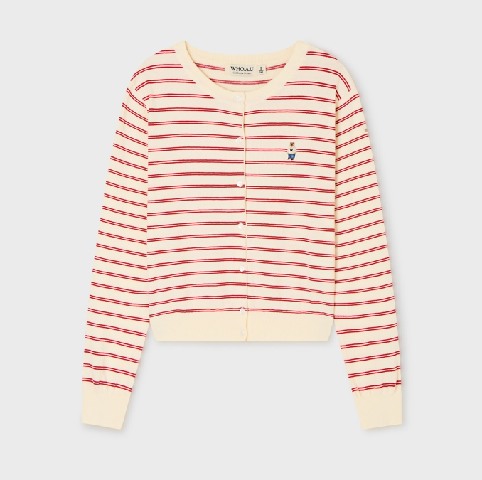 韓國 WhoAU Steve Stripe Cardigan【WA341】