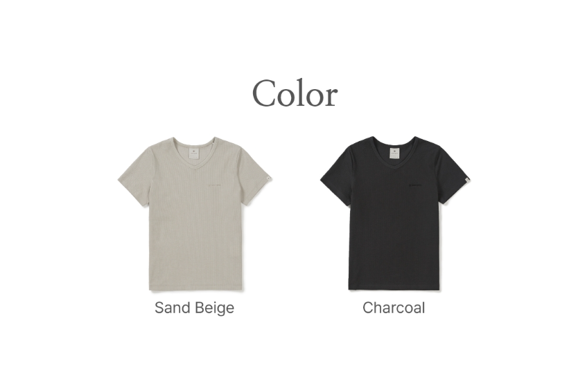 韓國 Snowpeak Ribbed Women's V-Neck Short Sleeve T-Shirt (涼爽毛巾面料)【SN169】