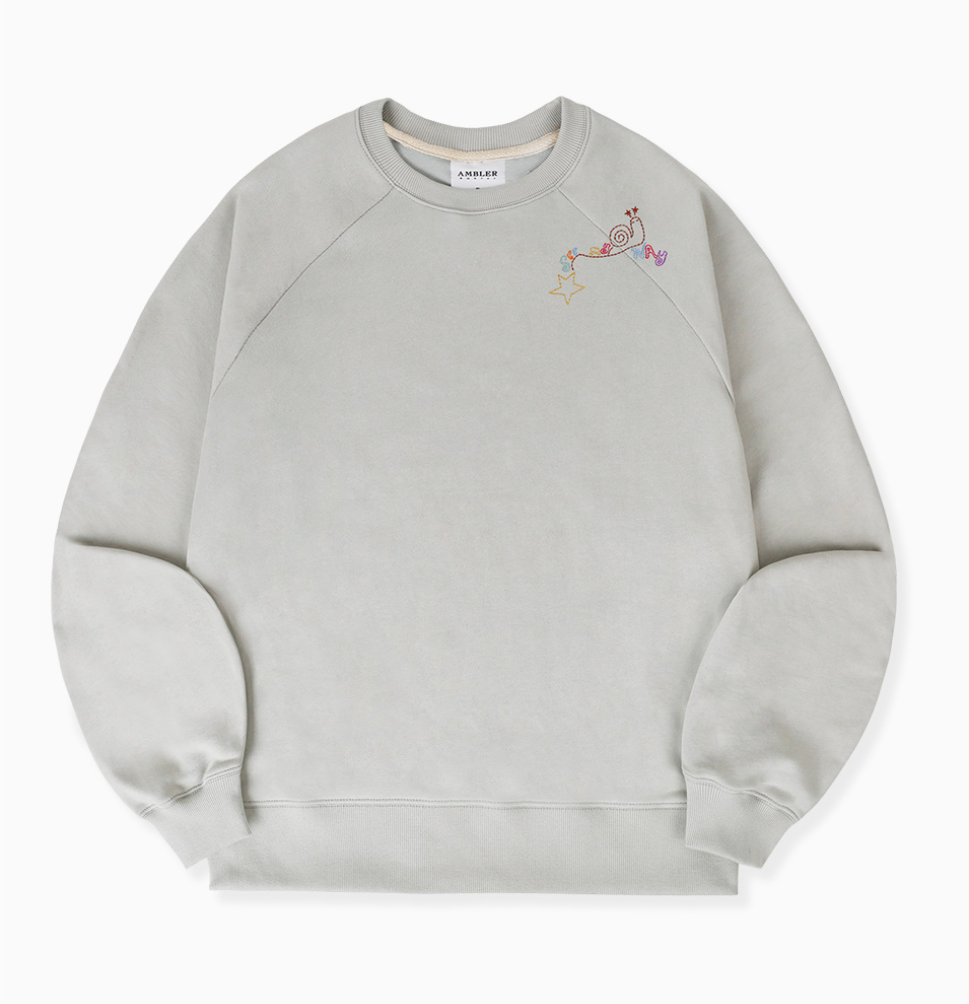 韓國 Ambler See My Way Embroidered Raglan Sweatshirt【AR167】