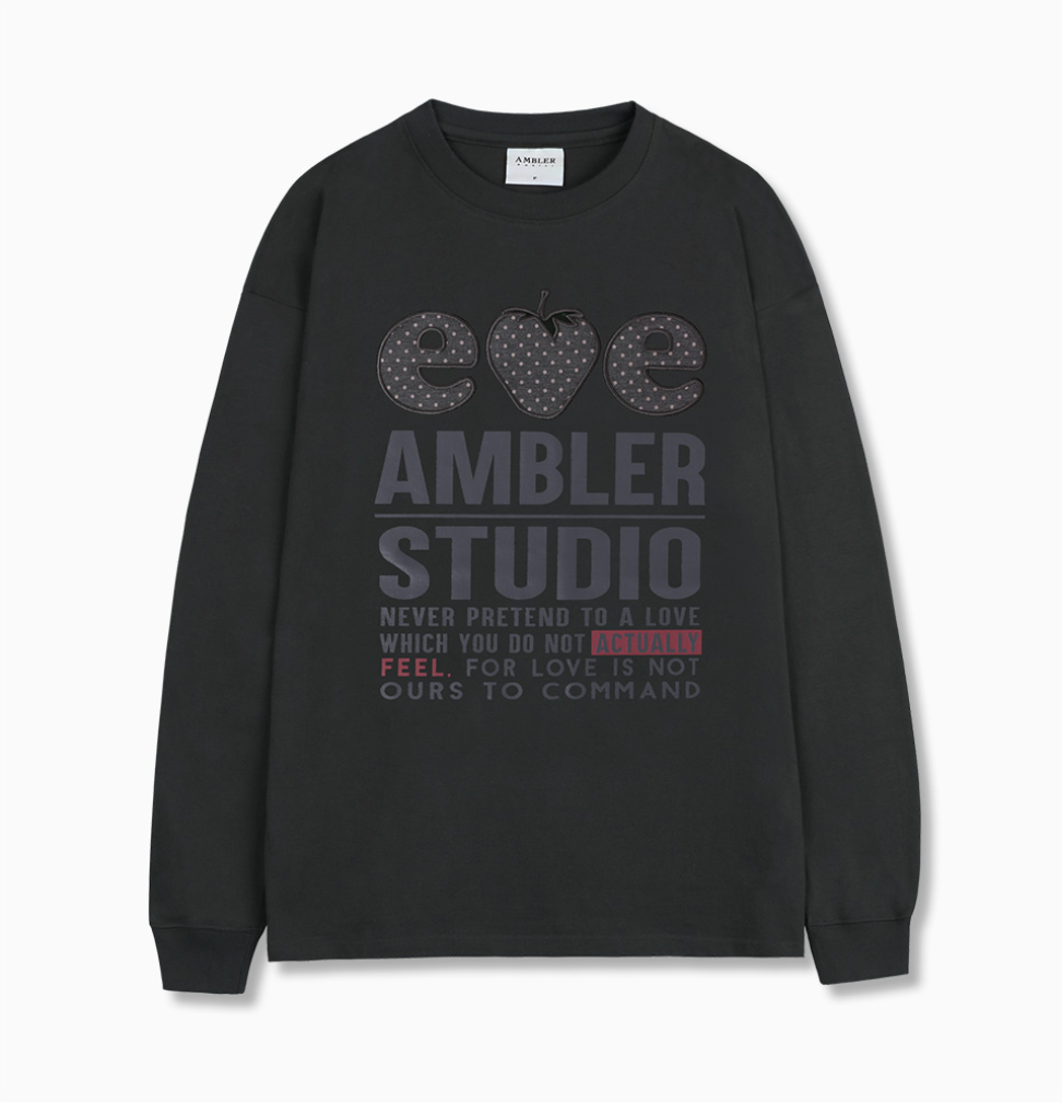 韓國 Ambler Black Strawberry Graphic Long Sleeve【AR175】