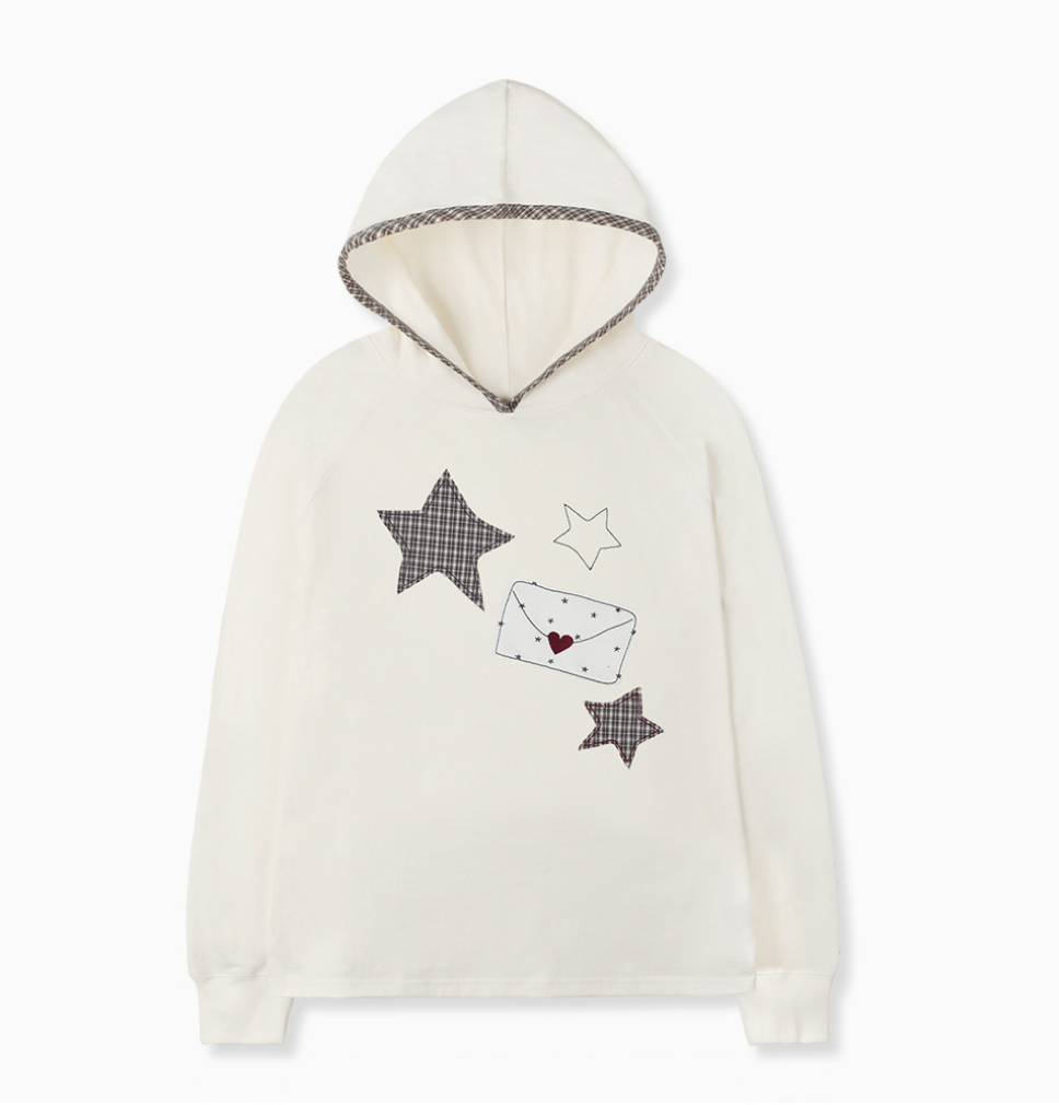 韓國 Ambler By Letter Applique Embroidered Raglan Hooded Long Sleeve【AR176】