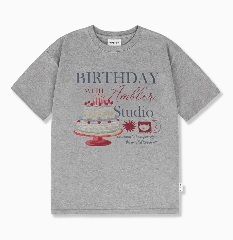 韓國 Ambler Happy birthday graphic short sleeve T-shirt【AR179】