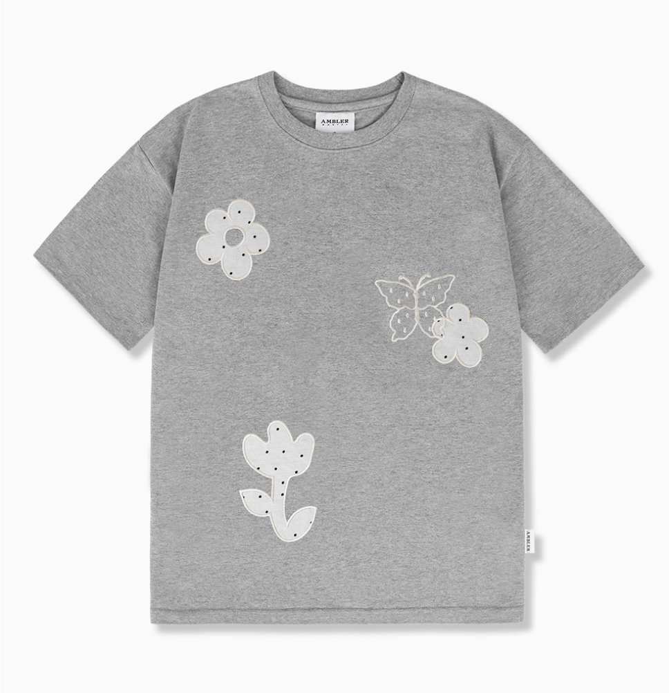 韓國 Ambler See-Through Flower Embroidered Short Sleeve T-shirt【AR183】