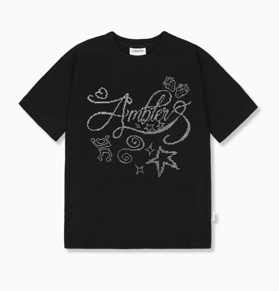 韓國 Ambler Cross-stitch Graphic Short Sleeve T-shirt【AR184】