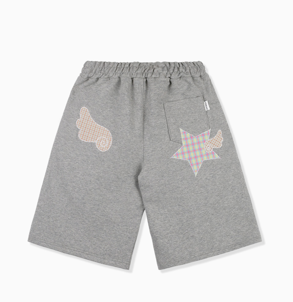 韓國 Ambler Angel Star Patch Bermuda Pants Bermuda Single-Pleat Sweat Shorts【AR189】