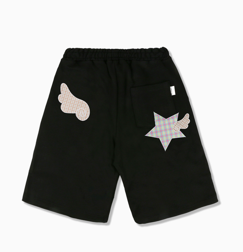 韓國 Ambler Angel Star Patch Bermuda Pants Bermuda Single-Pleat Sweat Shorts【AR189】