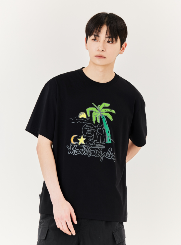 韓國 Mark Gonzales Palm Tree Graphic Cool Cotton Short Sleeve T-Shirt【MG061】