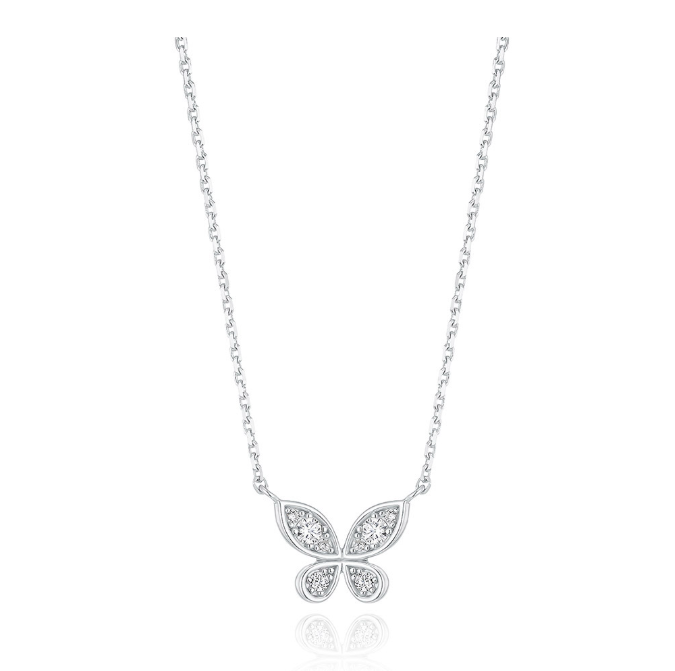 韓國 Lloyd Lucky Butterfly Pave Setting Necklace 40cm【LD005】