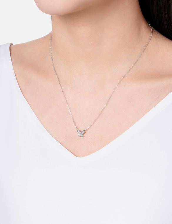 韓國 Lloyd Lucky Butterfly Pave Setting Necklace 40cm【LD005】