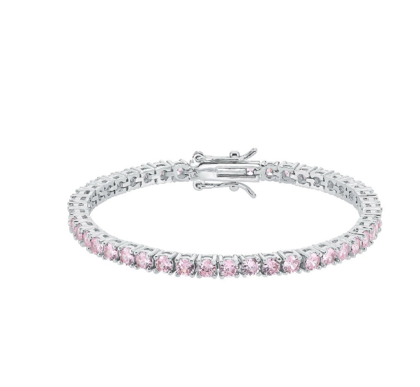 韓國 Lloyd White Timeless 3MM Pink Tennis Bracelet 17cm【LD007】