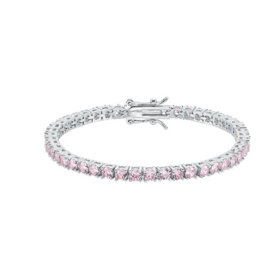 韓國 Lloyd White Timeless 3MM Pink Tennis Bracelet 17cm【LD007】