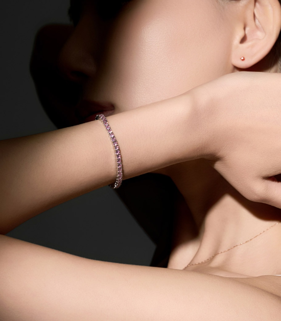 韓國 Lloyd White Timeless 3MM Pink Tennis Bracelet 17cm【LD007】