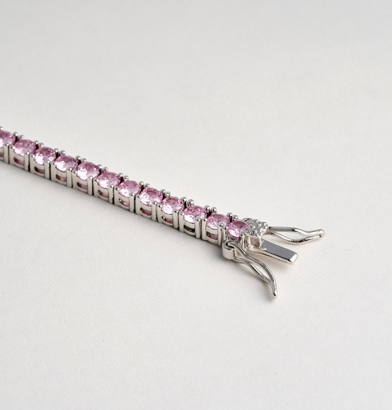 韓國 Lloyd White Timeless 3MM Pink Tennis Bracelet 17cm【LD007】
