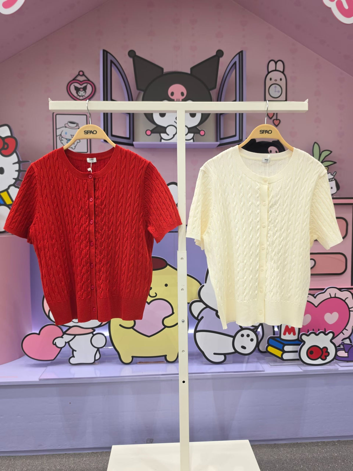 韓國 SPAO Round Neck Mini Cable Short Sleeve Cardigan【SP461】