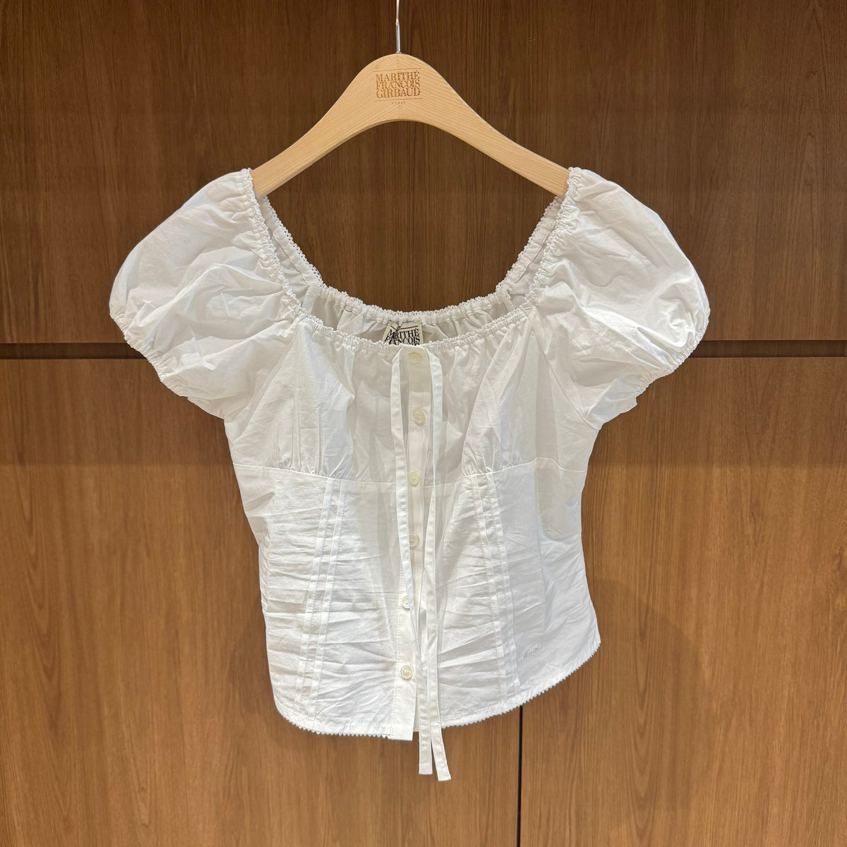 韓國 Marithe Francois Girbaud W Cap Sleeve Ribbon Blouse【MD290】