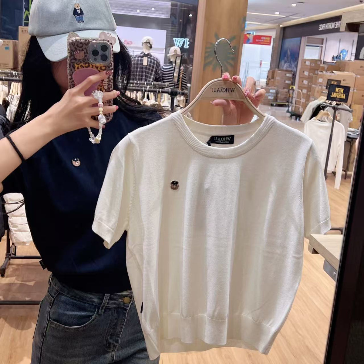 韓國 WhoAU Steve R-neck Plain Short Sleeve Sweater【WA326】