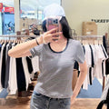 韓國 Marithe Francois Girbaud W Deep Neck Ringer Tee【MD245】