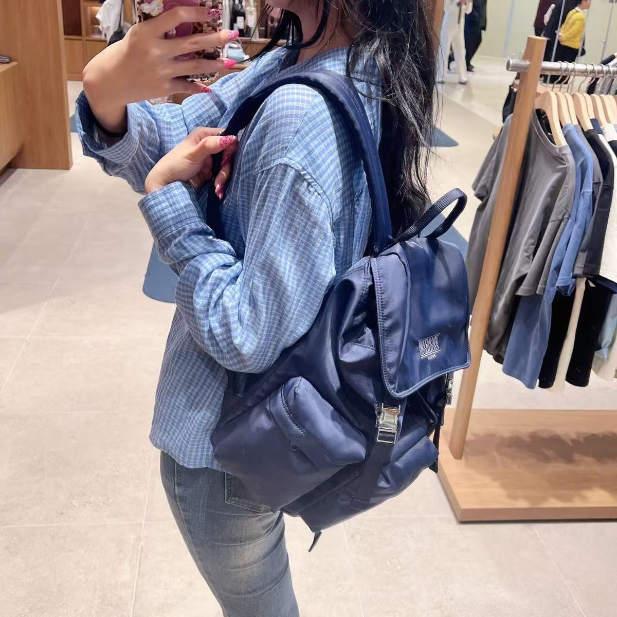 韓國 Marithe Francois Girbaud Classic Logo Metal Buckle Backpack【MD113】