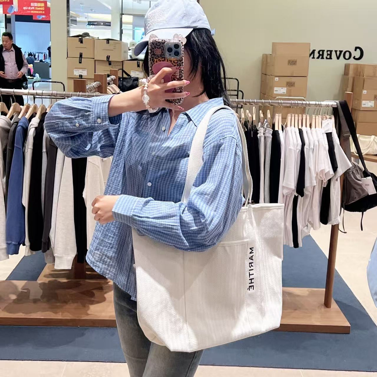 韓國 Marithe Francois Girbaud Regular Logo Big Cotton Bag【MD145】