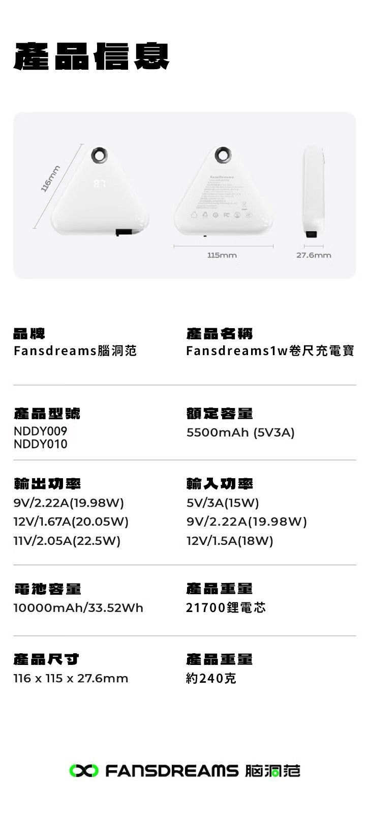 Fansdreams小飯團充電寶-有眼仔款【SE302】