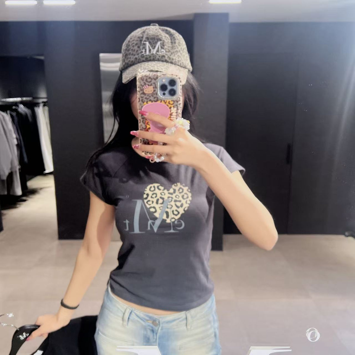韓國 Mucent Sierra Leopard Heart Tee【MU262】