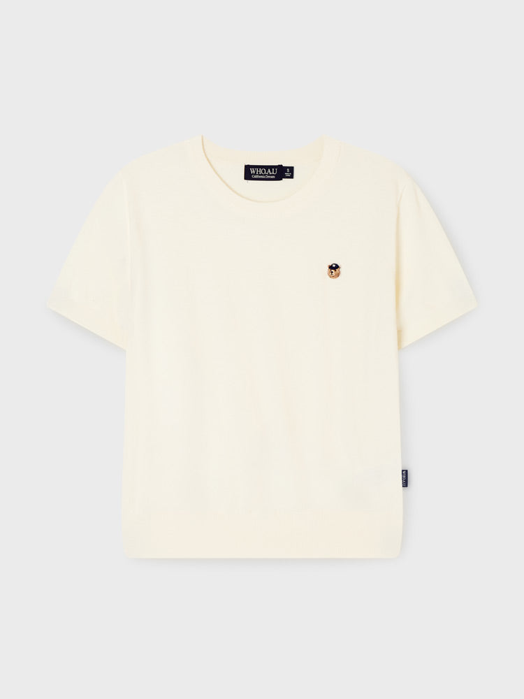 韓國 WhoAU Steve R-neck Plain Short Sleeve Sweater【WA326】