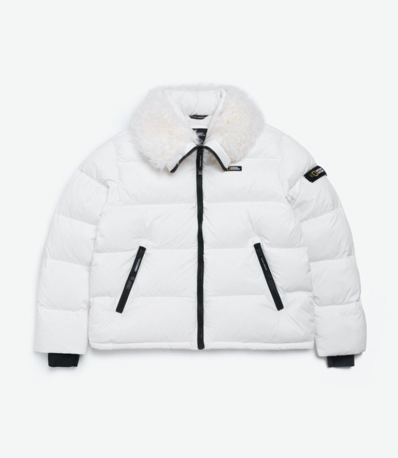 韓國 National Geographic 女款 Bernese Eco-fur Color Block Short Down Jumper【NG1139】