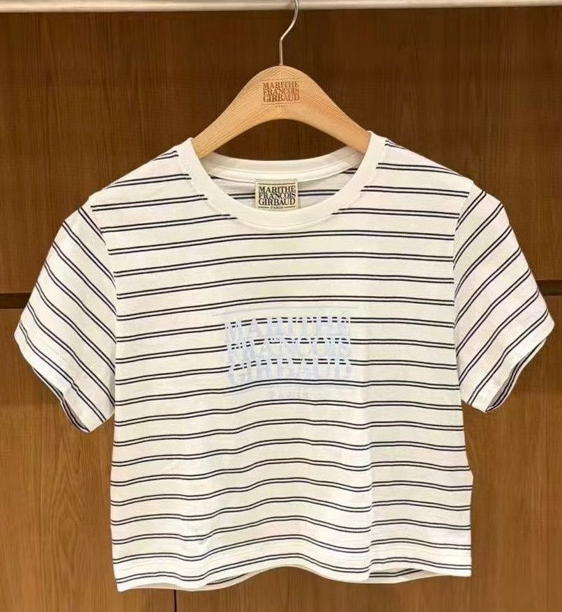 韓國 Marithe Francois Girbaud W Classic Logo Crop Tee【MD149】