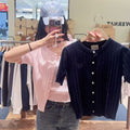 韓國 Marithe Francois Girbaud W Small Classic Logo Half Knit Pullover【MD209】