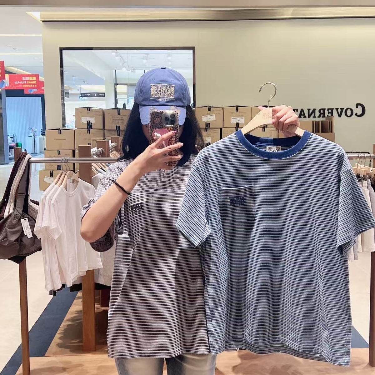 韓國 Marithe Francois Girbaud Small Classic Logo Stripe Ringer Tee【MD283】