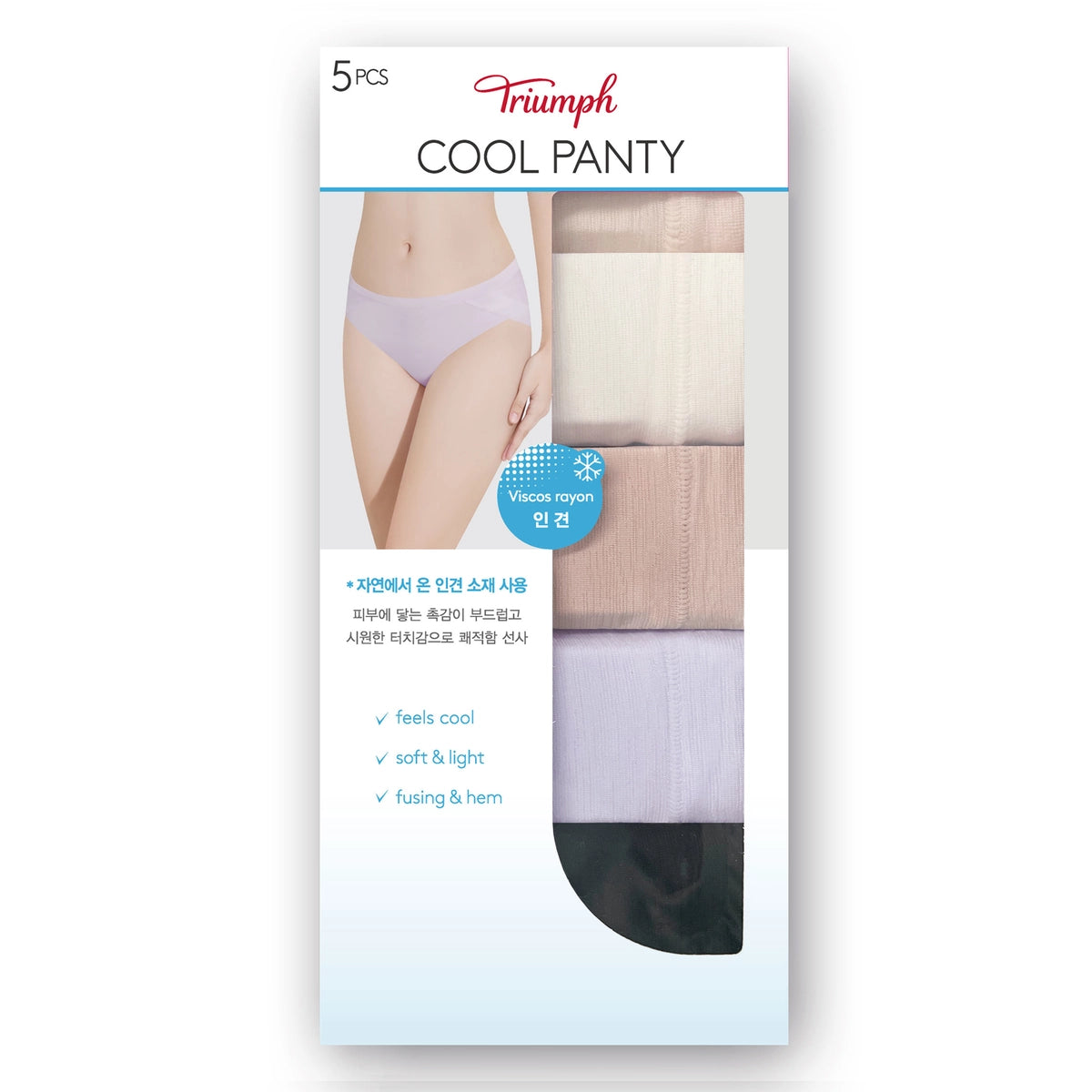 韓國 Triumph Soft Band Rayon Panties 5-Pack【CT010】