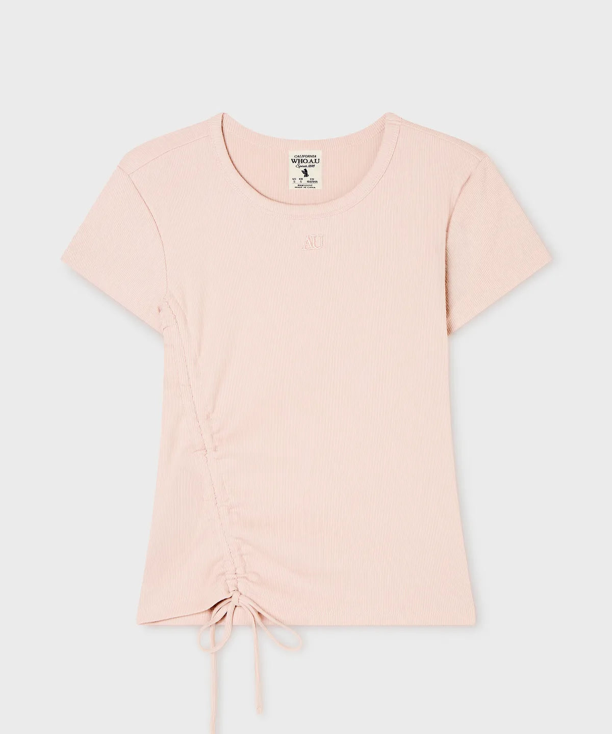 韓國 WhoAU Ribbed Side String T-Shirt【WA348】