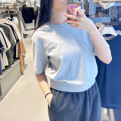 韓國 National Geographic Women's Lightweight Daimaru Semi-Crop Round Short Sleeve Sweatshirt【NG991】