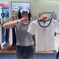韓國 Marithe Francois Girbaud W Deep Neck Ringer Tee【MD245】