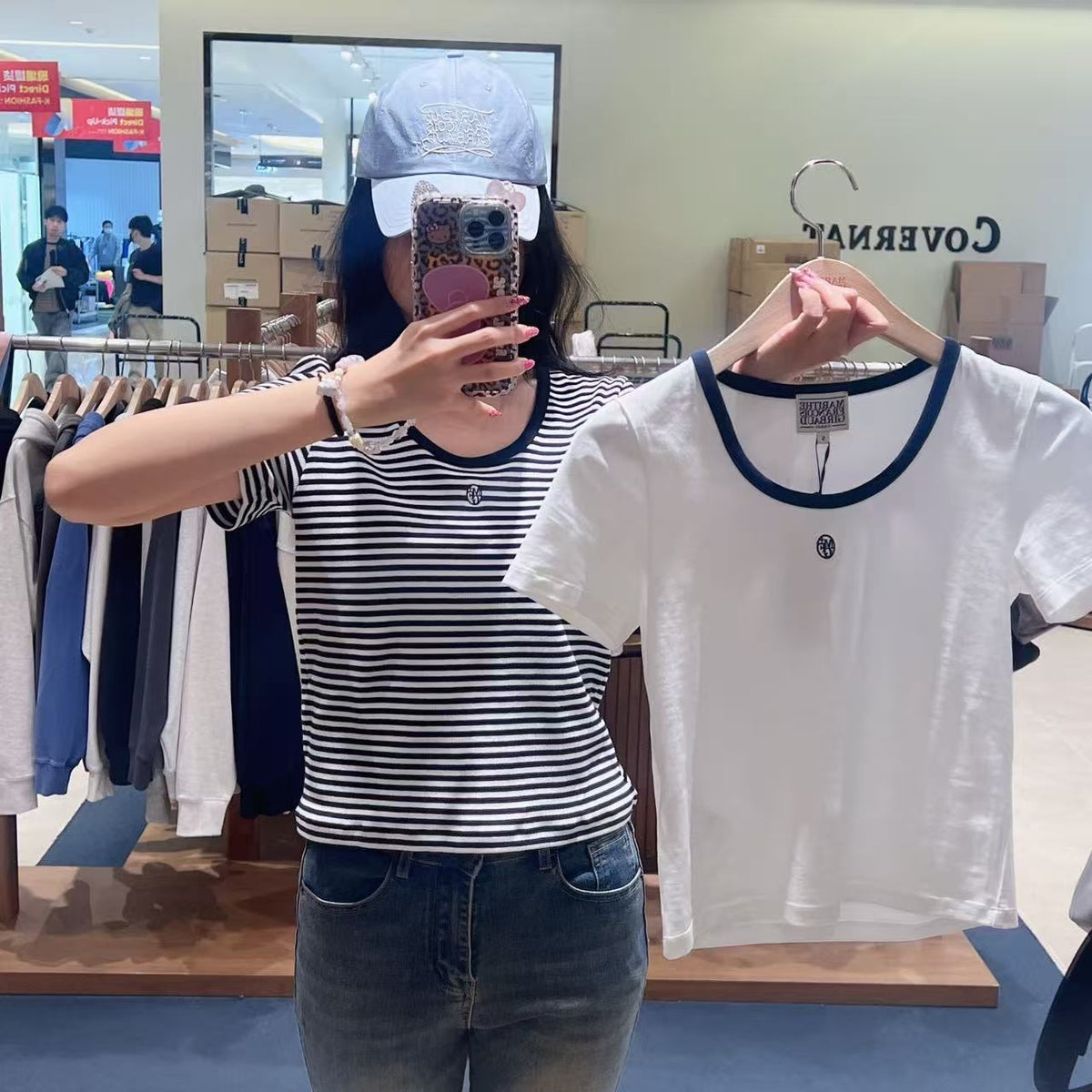 韓國 Marithe Francois Girbaud W Deep Neck Ringer Tee【MD245】