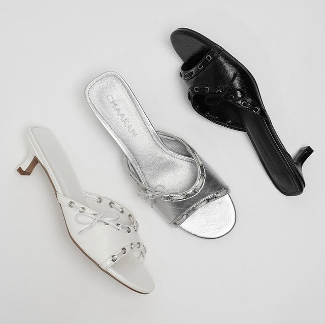 韓國 Chaakan Kino Eyelet Mule Slippers【CN029】