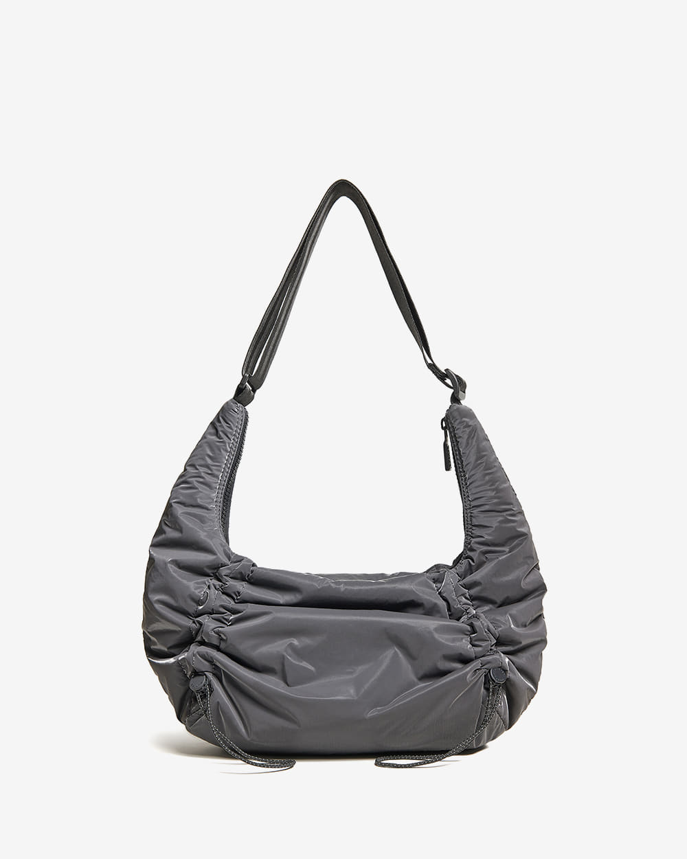 韓國 Hunter Glossy Drawstring Midi Hobo【HR064】
