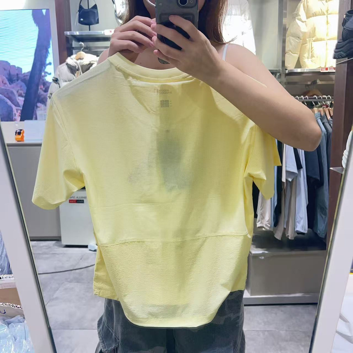 韓國 National Geographic 女款 Women's Airflow Hybrid Semi-Crop Short Sleeve T-shirt (涼爽面料)【NG874】