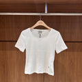 韓國 Marithe Francois Girbaud W Square Neck Lace Detail Tee【MD294】