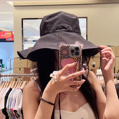 韓國 Marithe Francois Girbaud W Strap Seersucker Wide Bucket Hat【MD305】