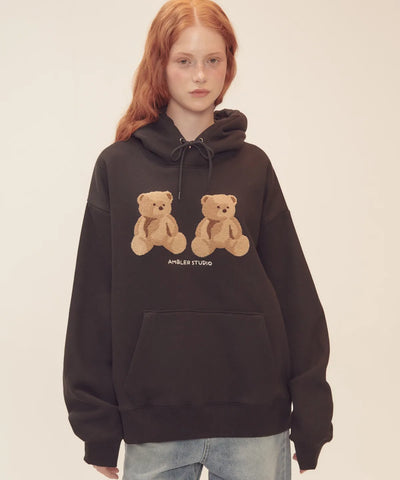 韓國 Ambler Big Twin Bear Unisex Hoodie【AR069】