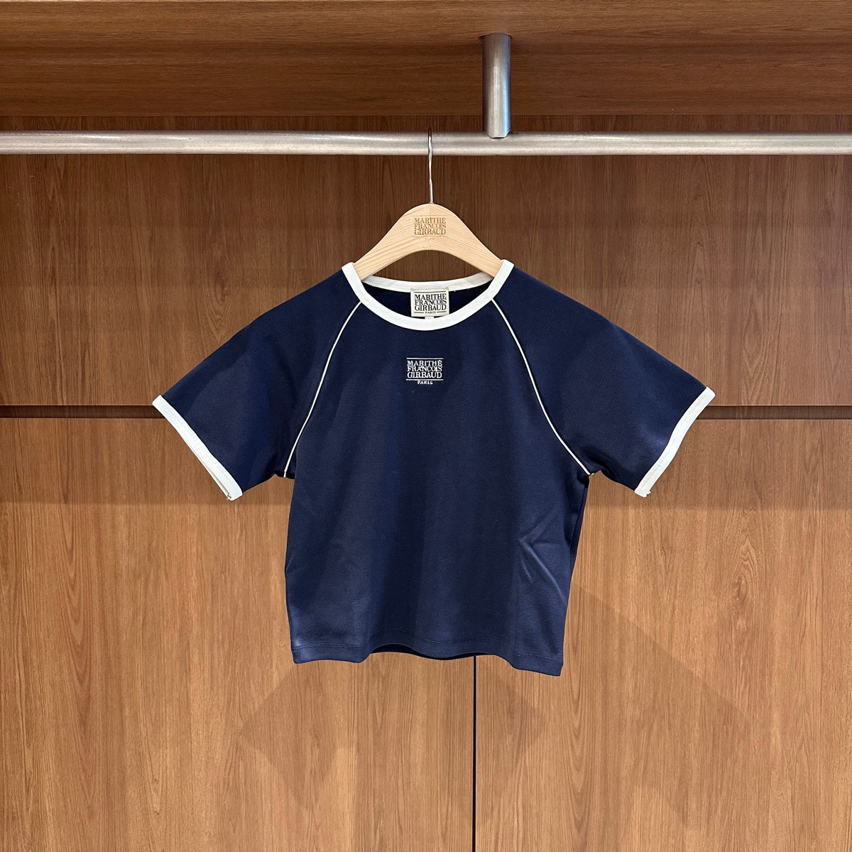 韓國 Marithe Francois Girbaud W Aerocool Small Classic Logo Ringer Slim Crop Tee【MD279】