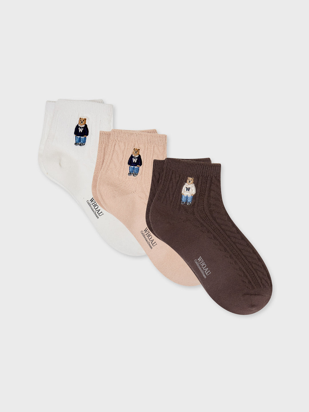 韓國 WhoAU 3PACK Steve Ankle Socks【WA357】