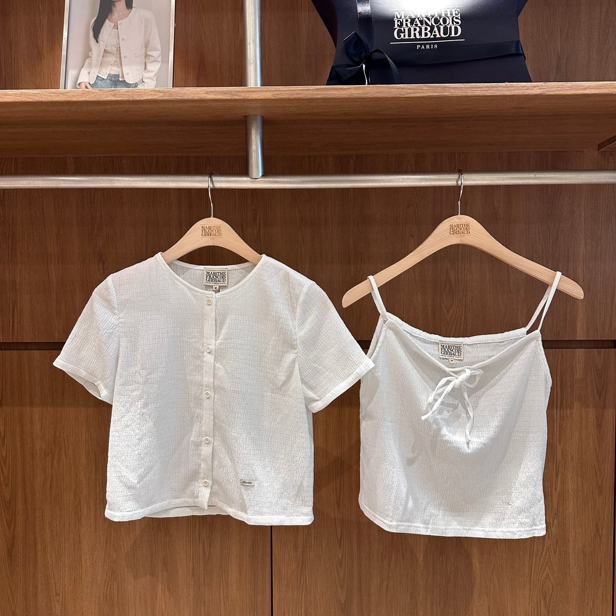韓國 Marithe Francois Girbaud W Crinkle Sleeveless + Cardigan Set【MD282】